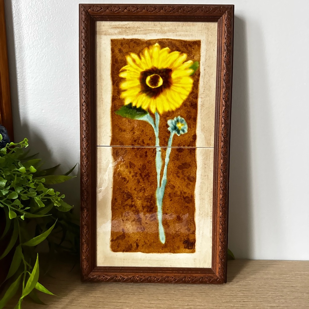 Framed Sunflower Art Tile